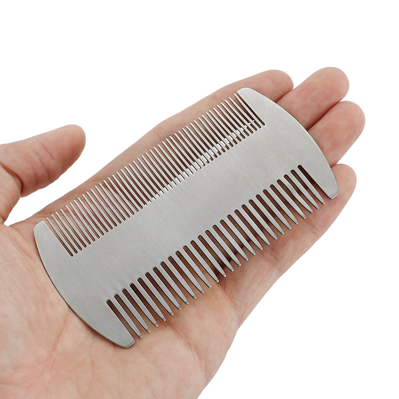 Dual Action Stainless Steel Edc Credit Card Size Comb Wallet Comb Pocket Comb Anti-Static Hair Comb Beard Mustache Comb For Man