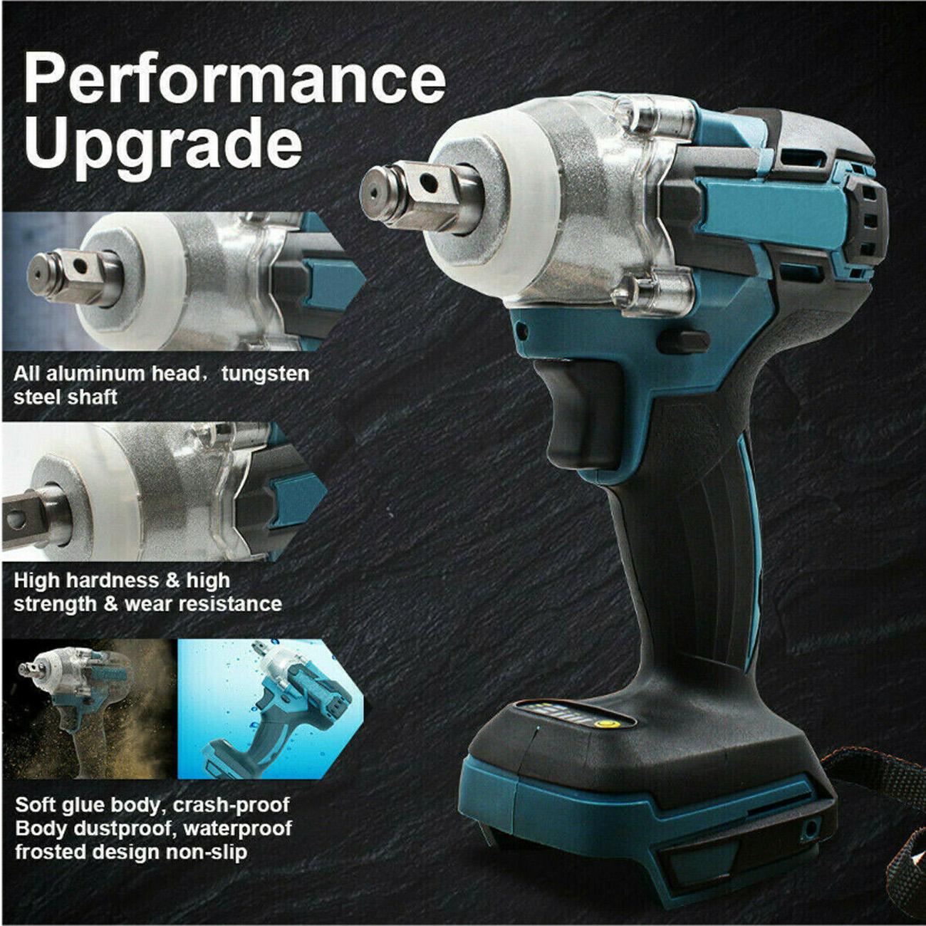 18V 520N.m Impact Wrench Electric Brushless Screwdriver Speed 1/2" Socket Wrench Power Tool Rechargable LED Light With Battery