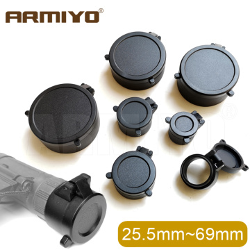 Armiyo 25.4-69mm Dia Rifle Scope Lens Cover Flip Up Quick Spring Protection Telescope Cap Objective Lense Lid Hunting Accessory