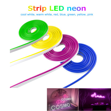 Neon LED Strip Blue Green Red Yellow Warm White Pink Rope Light Flexible Led Tape12V Waterproof Decoration Art for Wall Party