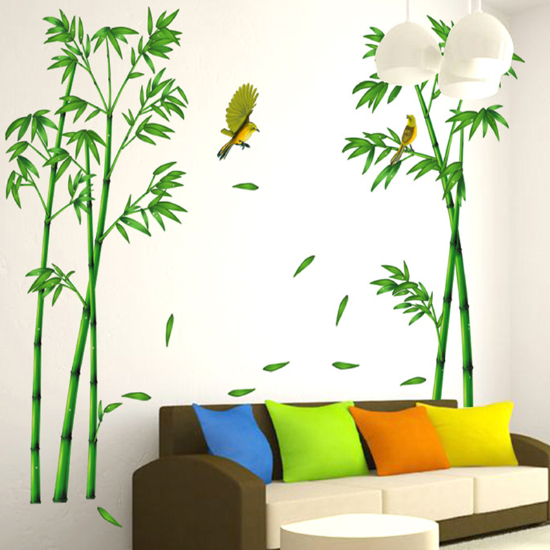 165*295cm 2pcs/set Large Green Bamboo Forest Wall Sticker For Bedroom TV Sofa Background Home Decor Vinyl DIY Mural Art Decals