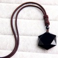 Natural Stone Black Obsidian Six Stars Pendant Necklace Men Sandstone Lucky Love Crystal Pendulum Energy Jewelry For Women