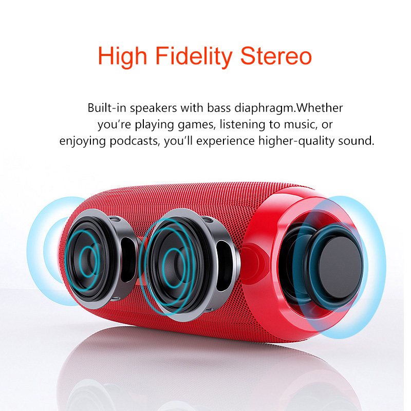 20W Portable Bluetooth Speaker Wireless Bass Column Waterproof Outdoor USB Speakers AUX Subwoofer Loudspeaker FM Radio Boom Box