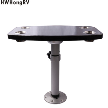 The Lifting Table for Motorhomes is Covered with Carbon Fiber Membrane and Has Four Cup Holders