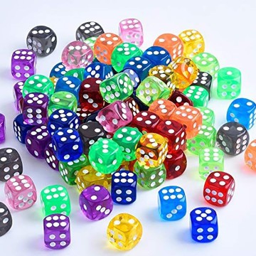100pcs Dice Set High Quality Acrylic 6 Sided Transparent Dice For Club/party/family Games 16mm Transparent Crystal Dice#g30