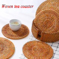 Round Rattan Coasters Insulation Placemats Cup Mats Table Padding Heat Resistant Woven Table Mat Kitchen Decoration Accessories