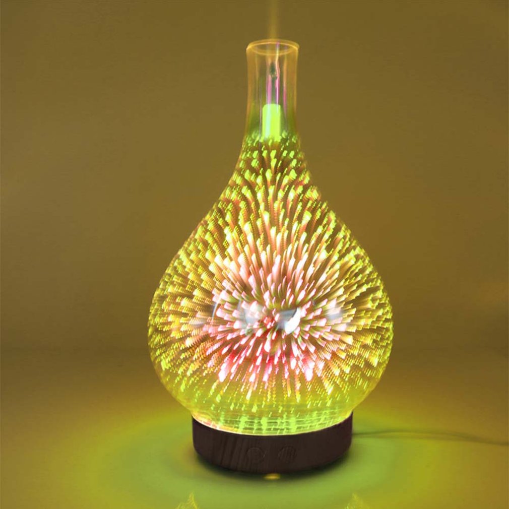 3D-001 Mini LED Air Purifier 1000ML Ultrasonic Air Humidifier Fireworks Design Colorful Light Essential Oil Purifier