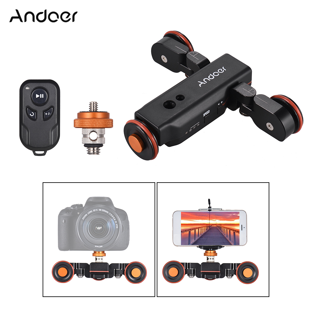 Andoer L4 PRO Motorized Wireless Remote Contro with Electric Video Dolly Track Slider Skater for Iphone Canon Sony DSLR Camera