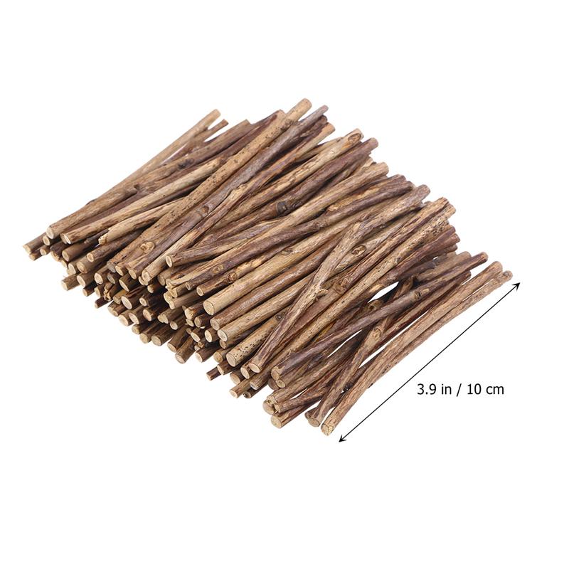 100pcs Long 0.3-0.5CM In Diameter Wood Log Sticks 10CM Tea Tree Sticks Photo Props For DIY Crafts (Wood Color)