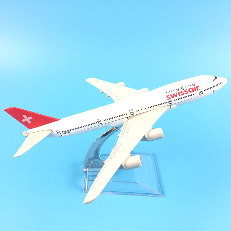 16cm Plane Model Airplane Model Swiss Air Swissair Airplanes Boeing 747 Aircraft Model 1:400 Diecast Metal Plane Toy Gift