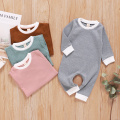 0-18M Newborn Baby Girls Boys Autumn Rompers Solid Long Sleeve Button Casual Jumpsuits Outfits
