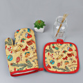 Oven Dining BBQ Kitchen Mat Oven Mitts Xmas Party Home Decoration Supplies Christmas Baking Anti-Hot Gloves Pad 2021 Xmas Tools