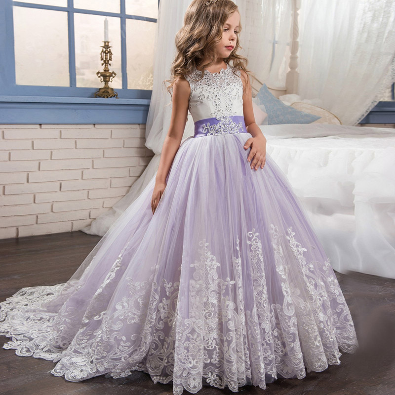 Kids Elegant Bridesmaid Wedding Flower Girls Dress For Party Dresses For Girls Princess Dress Children Clothing 10 12 Year