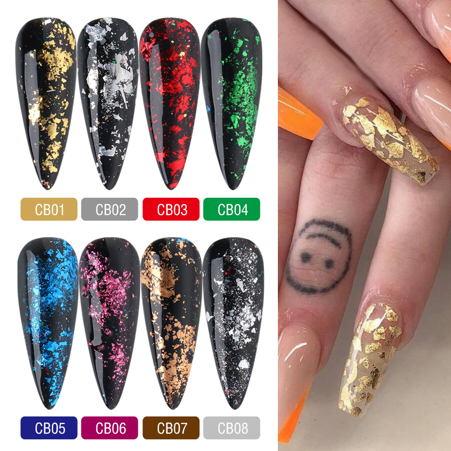 1pcs Foil Holographic Nail Glitter Powder Aluminum Gold Silver Sequin Foil Paillette Flake Strass Nail Art Accessory JICB01-08-1