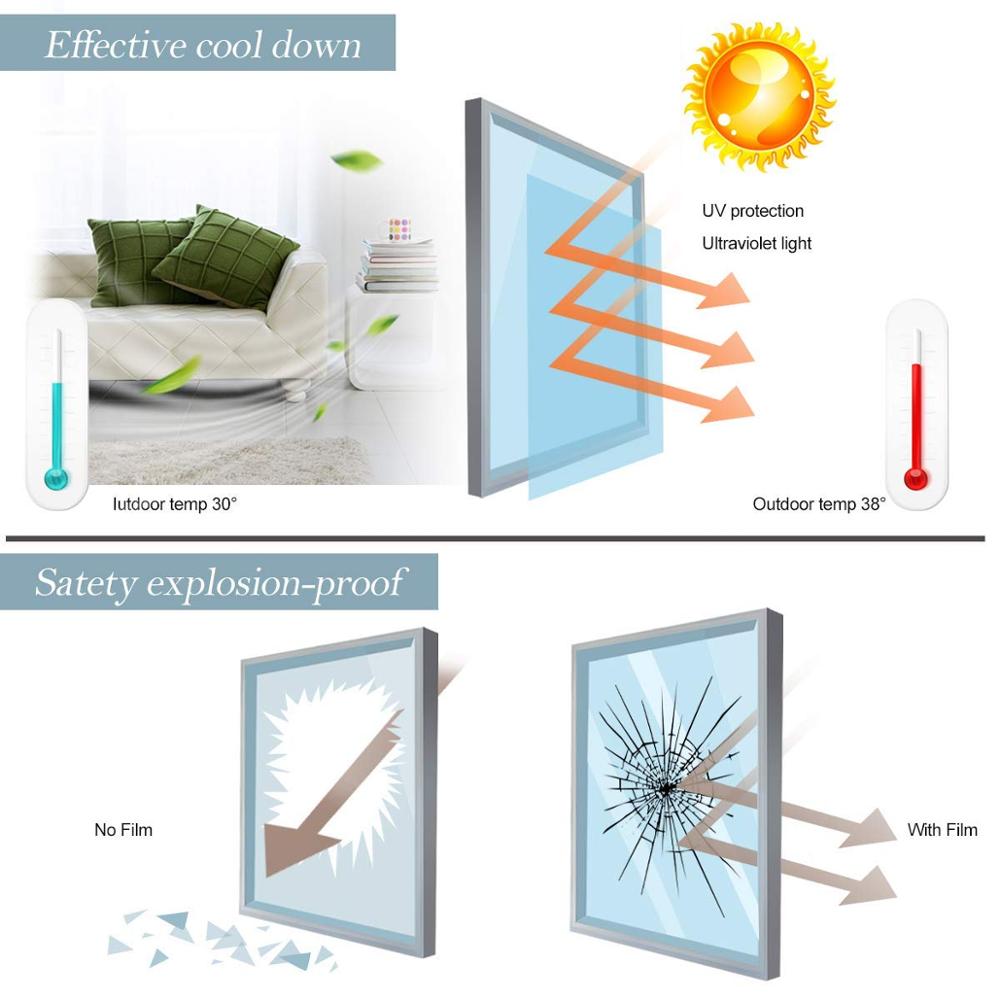 Multi-sizes Solar Window Film One Way Mirror Privacy Anti UV Self-adhesive Film Decorative Insulation Reflective Stickers Blue