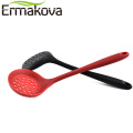 ERMAKOVA 1 Pc Silicone Slotted Skimmer Spatula Silicone Slotted Spoon Skimmer Spoon Strainer Ladle with Long Handle