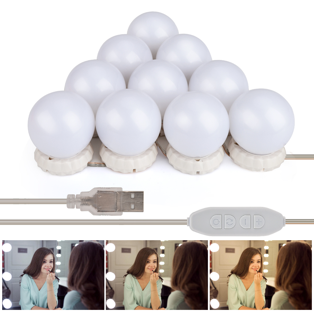 5/10 LED Bulbs Makeup Mirror Light White Hollywood Vanity Lights Wall Lamp Bedroom Home Decor for Dressing Table