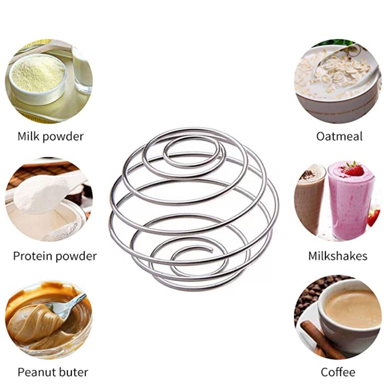 High Quality Stainless Steel Whisk Ball Mixed Shaker Protein Fitness Water Bottle Juice Milk Mixer Convenient Drink Gadget