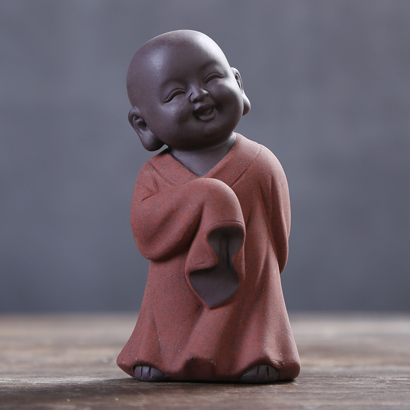 Ceramic Purple sand pottery tea pet Zen monk Home decoration Furnishing creative gift Buddha statue decoration