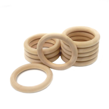 5pcs 55mm/68mm Baby Wooden Teething Rings Beech Natural Wooden Baby Toys Safe Baby Teether Necklace Bracelet Making DIY Material