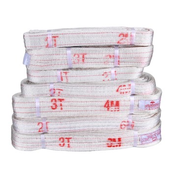 2T 2/4/6M Flat Lifting Sling White Webbing Sling Strong Fiber Hoisting Belt Lifting Straps - 1 Pcs