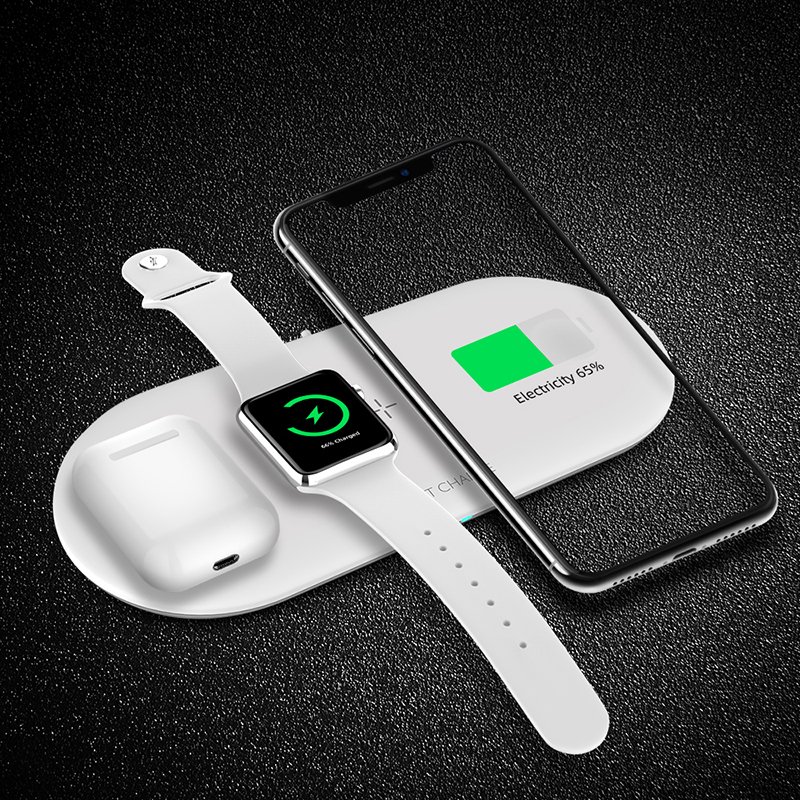10W Wireless Charger 3 in 1 Support Multiple Electronics Charging Dock Stand for Phone Wireless Power Adapter Station