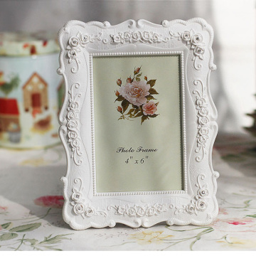 Creative Photo Frame Roses Flowers Crystal Diamond White Europe Style Fashion Vintage Ornaments Photo Frames Home Accessories