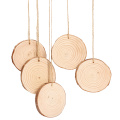 30pcs 3-4cm Unfinished Natural Round Wood Slices Log Discs for Arts Crafts Home Decoration Christmas Ornament with Hemp Rope