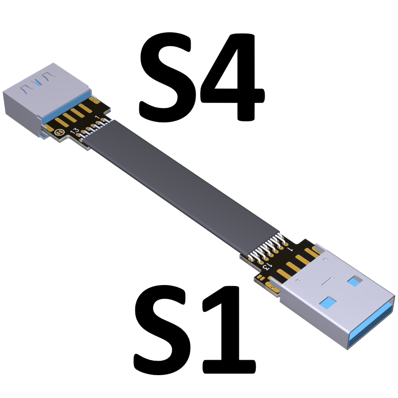 USB Ribbon Cable Flat EMI shielding FPC Extension Cable USB 3.0 90 degree Connector up and downward 5cm-3m Length customization