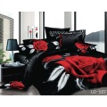 (3-7 piece)100% Organic Cotton black and red rose white feather print duvet cover bedding sets King Size bed sheets Luxury