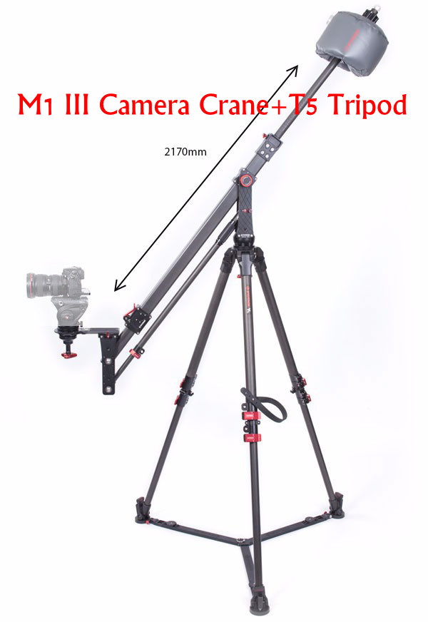 IFOOTAGE M1-III mini Camera Jib Crane Carbon Fiber Tube + Aluminum Legs IFOOTAGE Wild Bull T5 Professional Video Camera Tripod