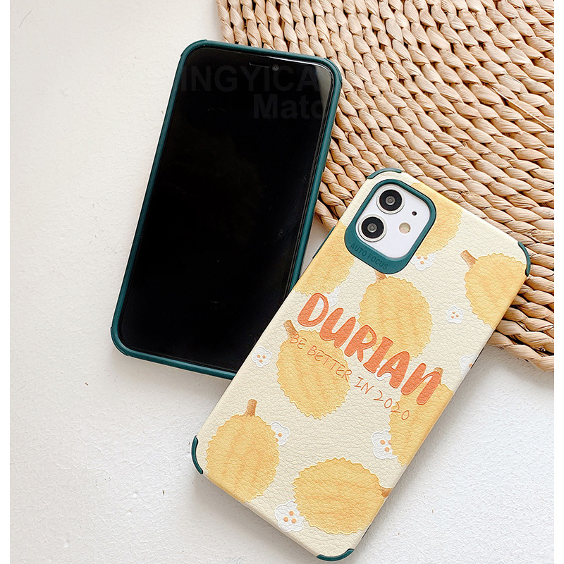 For IPhone 11 Pro Max Phone Cover Summer Cute Fresh Durian Fruit Case for IPhone X XS Max Xr 7 8 Plus TPU+PU Protective Case