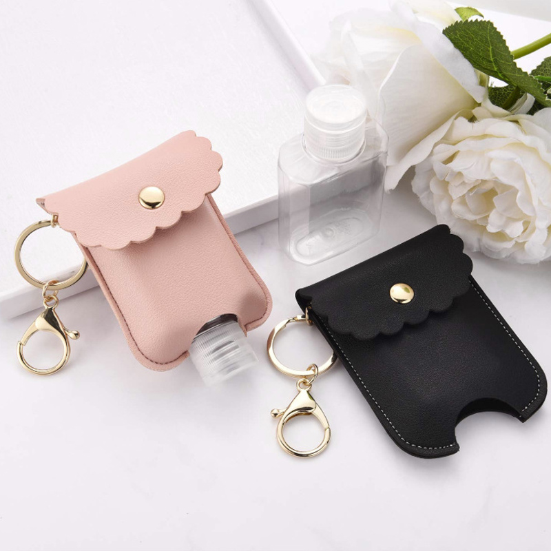 Creative Leather Hand Sanitizer Holder With Keychain Refillable Safe Gel boat With Empty Bottle Girl Kids Hand Sanitizer Bottle