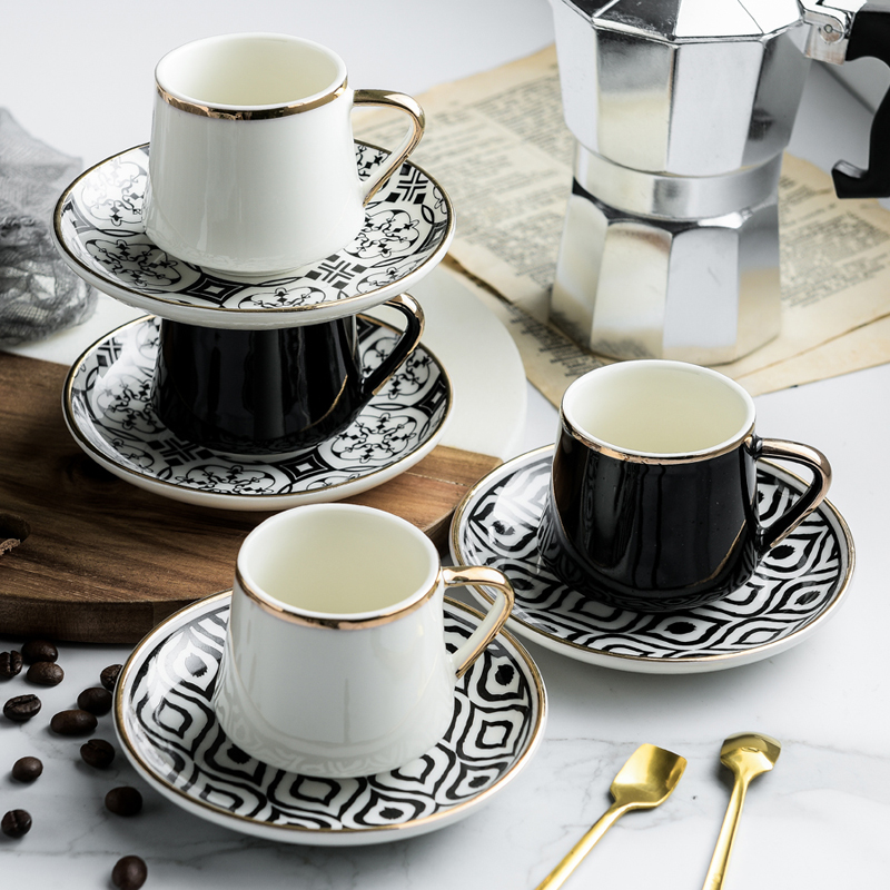 80ml Turkish Espresso Cups With Saucers Ceramic Cup Set For Black Tea Coffee Kitchen Party Drink Ware Home Decor Creative Gifts