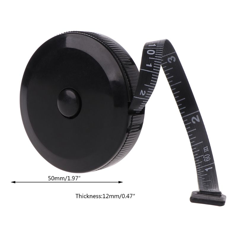 1.5m/60inch Black Tape Measure Dual Sided Retractable Tool Automatic ABS Flexible Mini Sewing Measuring Tape