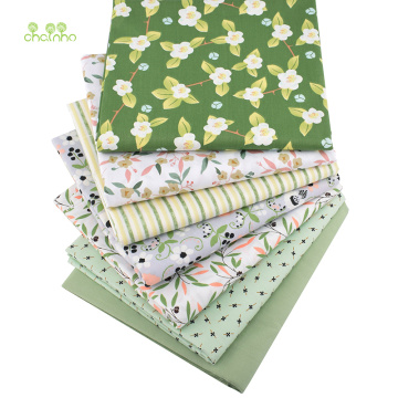 Chainho,7pcs,Green Floral Series,Print Twill Cotton Fabric,Patchwork Cloth For DIY Sewing Quilting Baby&Child's Material,40x50cm