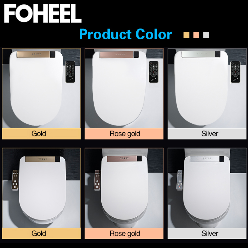 FOHEEL silver gold smart toilet seat cover electronic bidet clean dry seat heating wc intelligent led light toilet seat cover