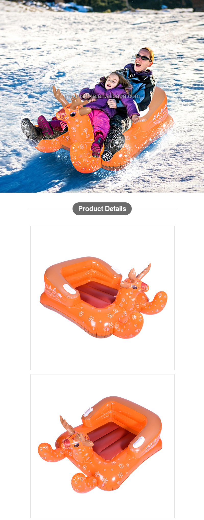 Outdoor Inflatable Reindeer Animal Snow Sled For Adults 1
