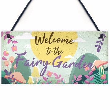 Meijiafei Welcome To The Fairy Garden Hanging Plaque Garden Shed SummerHouse Sign Signs For Her 10