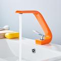 Orange/white Basin Faucet Brass Made Chrome Faucet Brush Nickel Sink Mixer Tap Vanity Faucet Hot Cold Water Bathroom Faucet