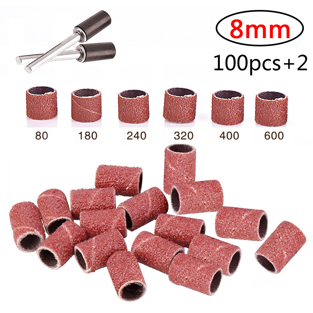 102Pcs 6.35/12.7mm Abrasive Tools Mini Angle Grinder Sanding Drum Set Drum Sanding Kit +2Pcs Sanding Mandrel Dremel Accessories