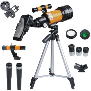 150X Refractive Astronomical Telescope With Phone Clip Outdoor HD Night Vision 150X Telescope Kids Student Present DIY Kit