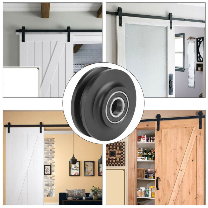 New Arrival Black 1Pc POM Sliding Barn Wooden Door Wheel Closet Hardware Track Roller Window Home Improvement Wheel