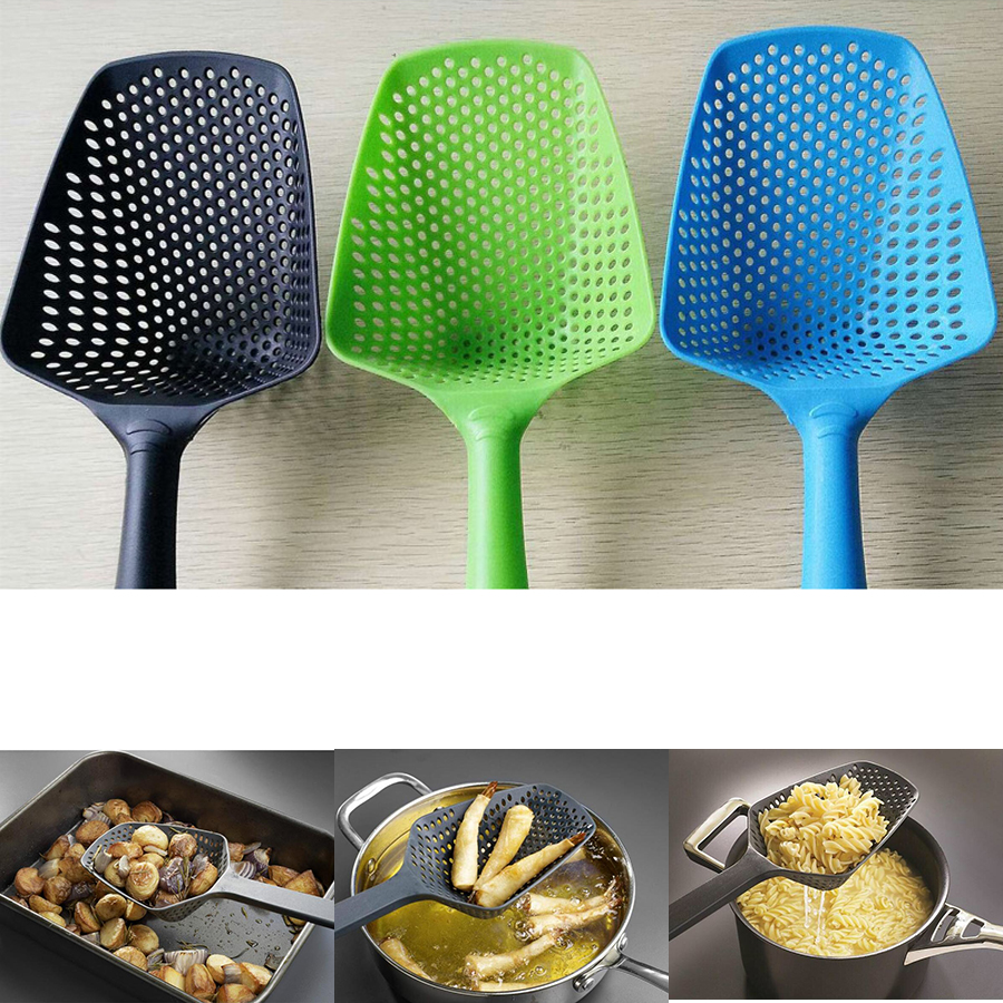Colander Strainers Nylon Silicone Spoon Strainers Noodles Forks Vegetable Cooking Shovels Pasta Filter Spoon Kitchen Tools