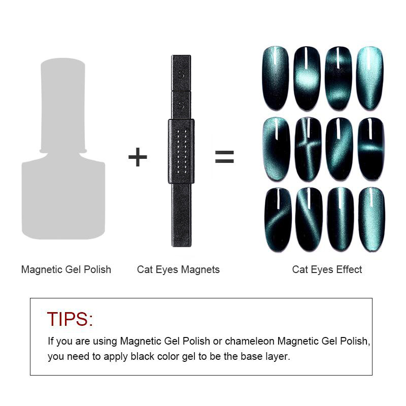 12 Styles Nail Art Magnet Stick 9D Cat Eyes Magnet for Nail Gel Polish 3D Line Strip Effect Multi-function Strong Magnetic Pen