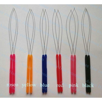Free shipping 12 pieces /pack plastic hanle pulling loop threader micro ring tools / Nano ring Hair Extension Tools