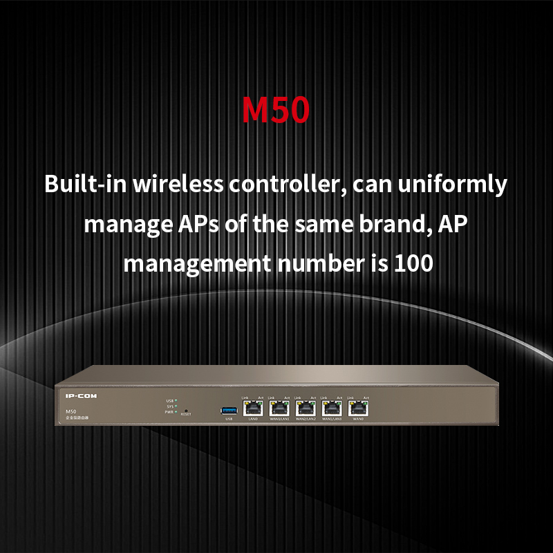 IPCOM M50 10/100/1000M 5 Port Gigabyte Router for Enterprise Grade AP Management Support VPN Maximum 200 Clients