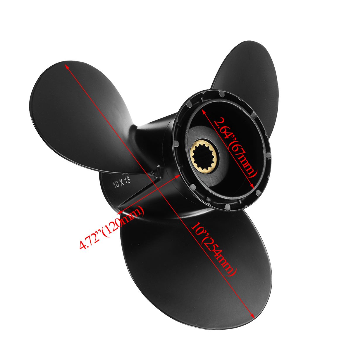 10 x 13 Marine Outboard Propeller For Evinrude Johnson 15-35HP 778863 / 175191 Aluminum Alloy Black 14 Spline Tooth Propeller