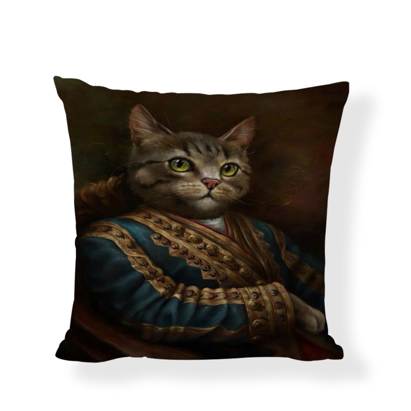 Promotion Anthropomorphic Dog Pillowcase Cat Military Uniform Earl Clothing Sofa Bedroom Car Home Decoration Cushion Cover