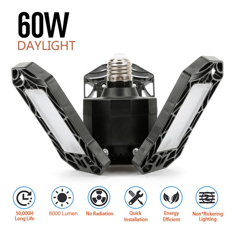 360 Degree High Bay Ceiling Lights E26 40/60W Deformable Led Garage Lights Lamp Indoor Light Industrial Lamp for Workshop Shop
